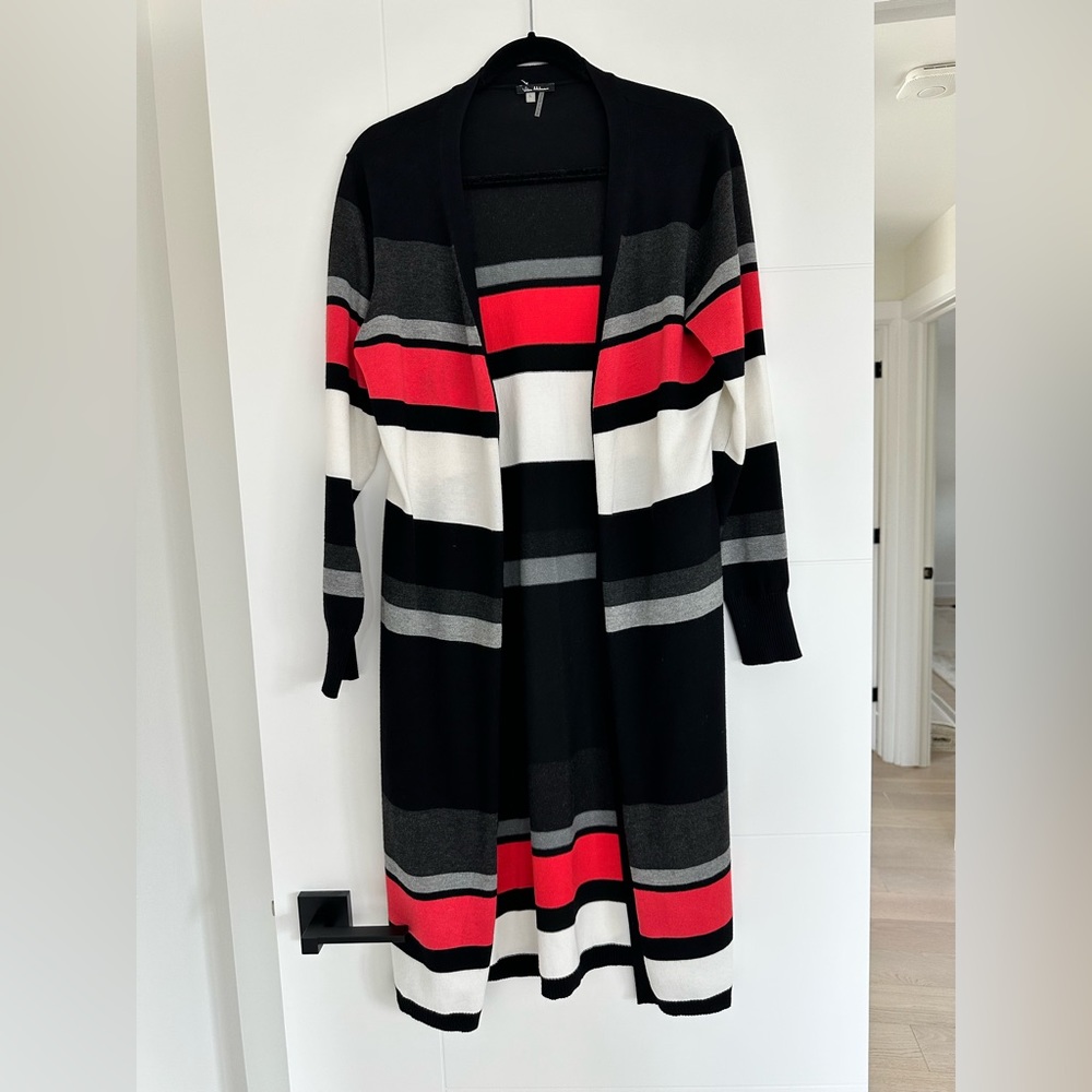 Striped Cardigan Sweater Duster Size L
